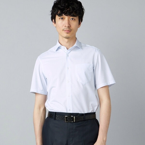 コムサ・メン（COMME CA MEN）/【吸水速乾・防しわ・防汚】トリコットツイル 半袖ドレスシャツ