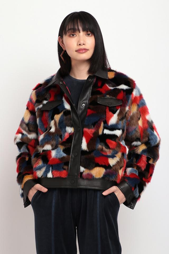 【NEW】デシグアル/カラフルなファー素材のレディースジャケット