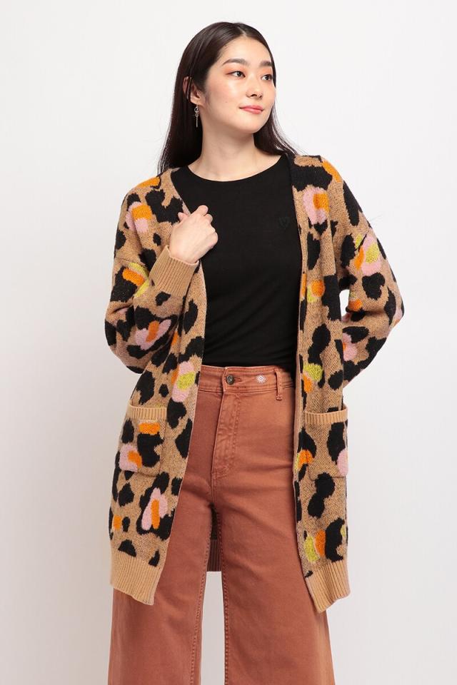 【NEW】デシグアル/レオパードのアニマルプリント入りレディースロングカーディガンの通販は 9,949円
