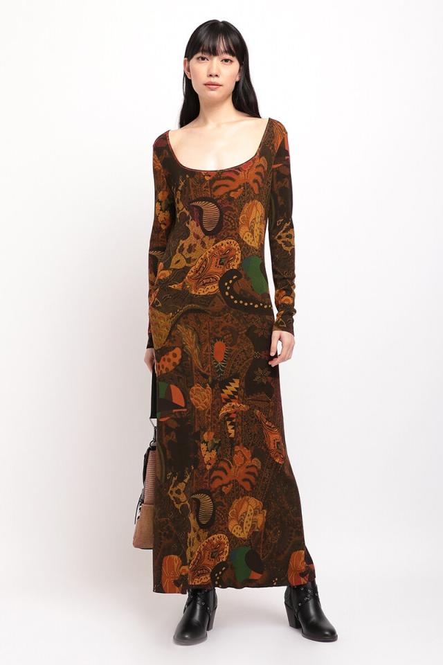 【NEW】デシグアル/ペイズリープリントのレディースロングワンピース