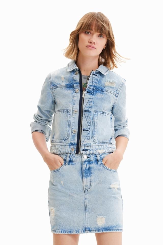 Desigual 花柄デザイン 薄手のデニムジャケット 40サイズ 花柄 デニム