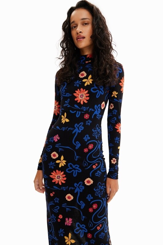 デシグアル Desigual 花柄 チュールワンピース （ピンク/レッド