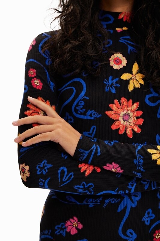 Desigual デシグアル　ブラック　ワンピース　花柄　刺繍 デシグアル Desigual M. Christian Lacroix 花柄 ロングシャツ