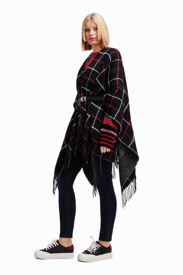 デシグアル　ポンチョ　ストール デシグアル（Desigual）/リバーシブル チェックポンチョの通販は