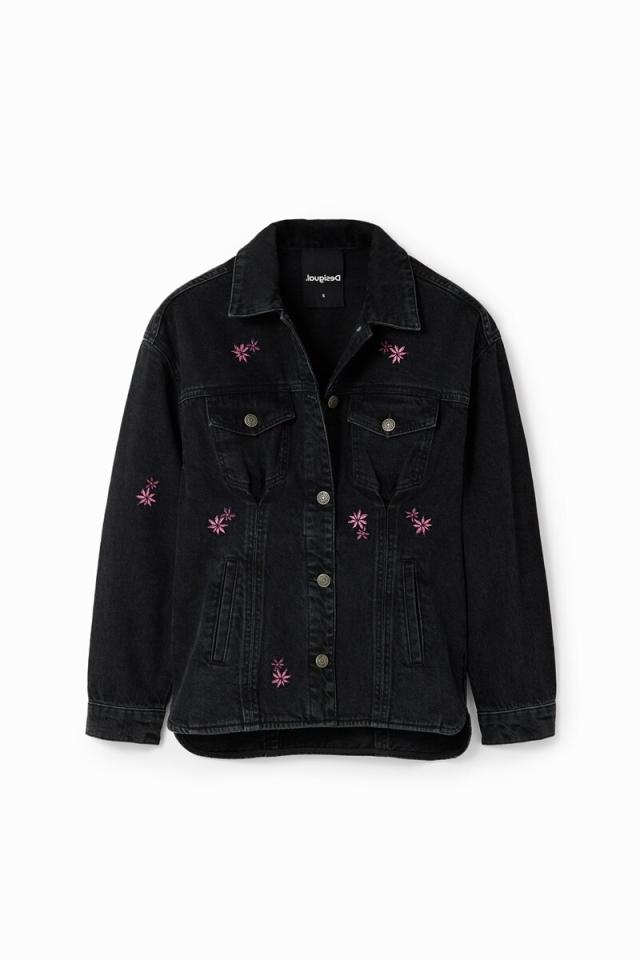 desigual 花刺繍デニムジャケット Desigual デニムジャケット 花柄刺繍 Lサイズ - メルカリ