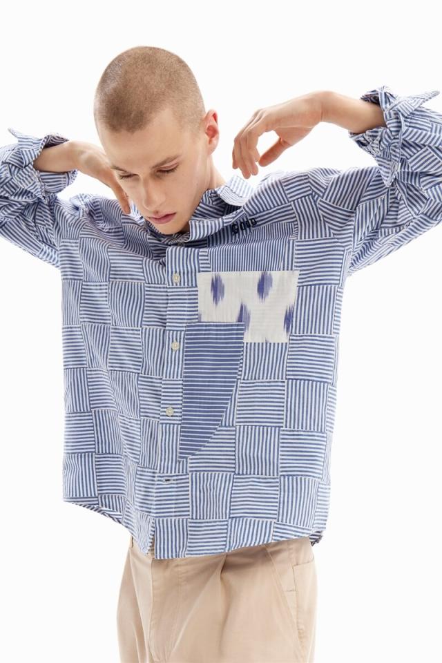 デシグアル] ストライプパッチワーク シャツ Desigual ブラウス シャツ