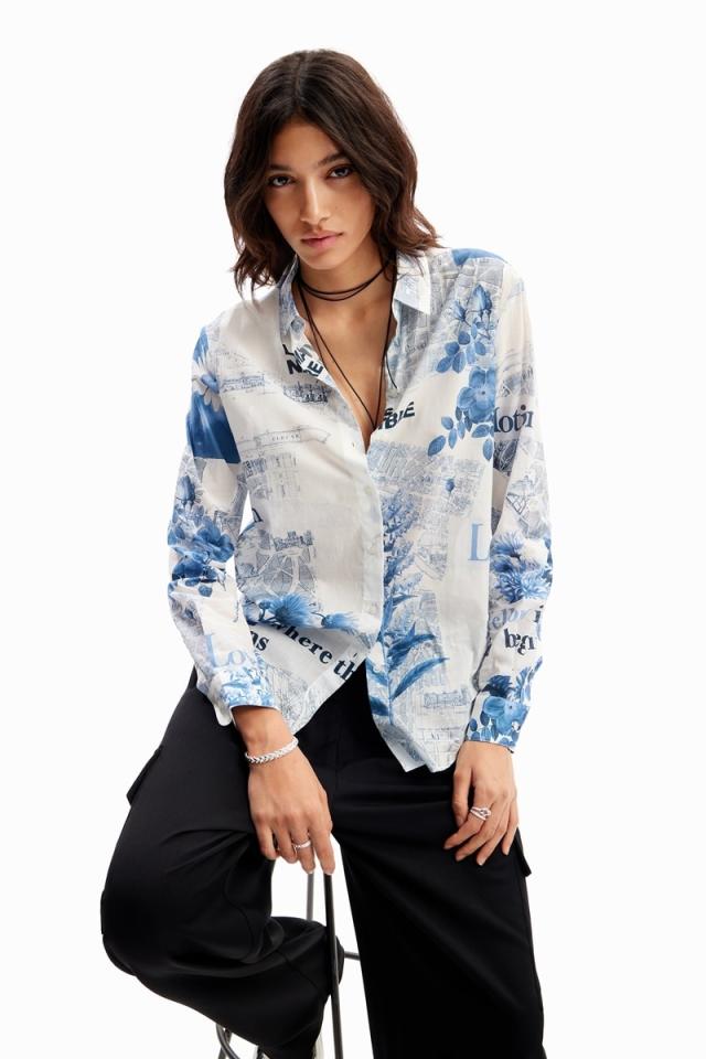 デシグアル（Desigual）/地図モチーフ エアリーシャツ