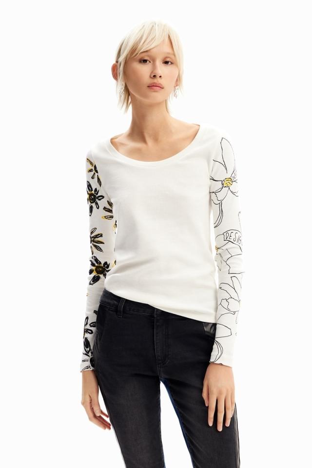 デシグアル（Desigual）/花柄 リブ編みTシャツ