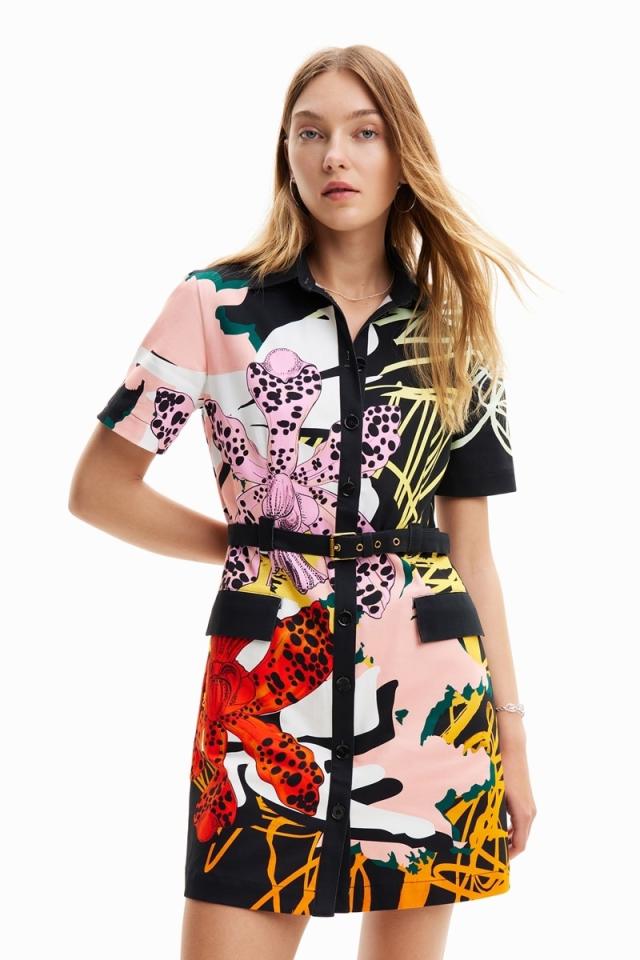 デシグアル（Desigual）/M． Christian Lacroix 蘭モチーフ ショートシャツワンピース