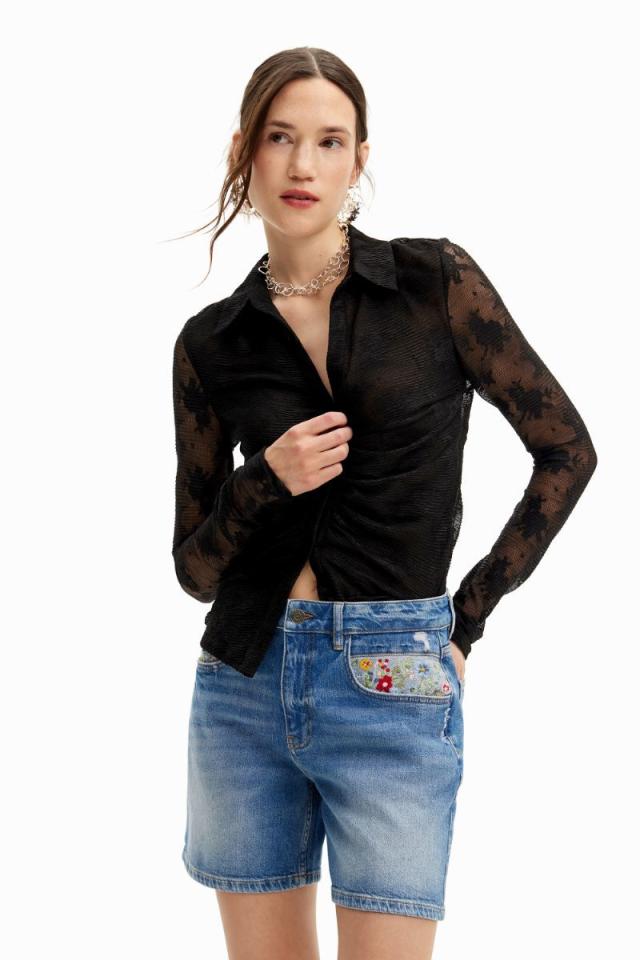 デシグアル（Desigual）/刺繍入りデニムショートパンツ