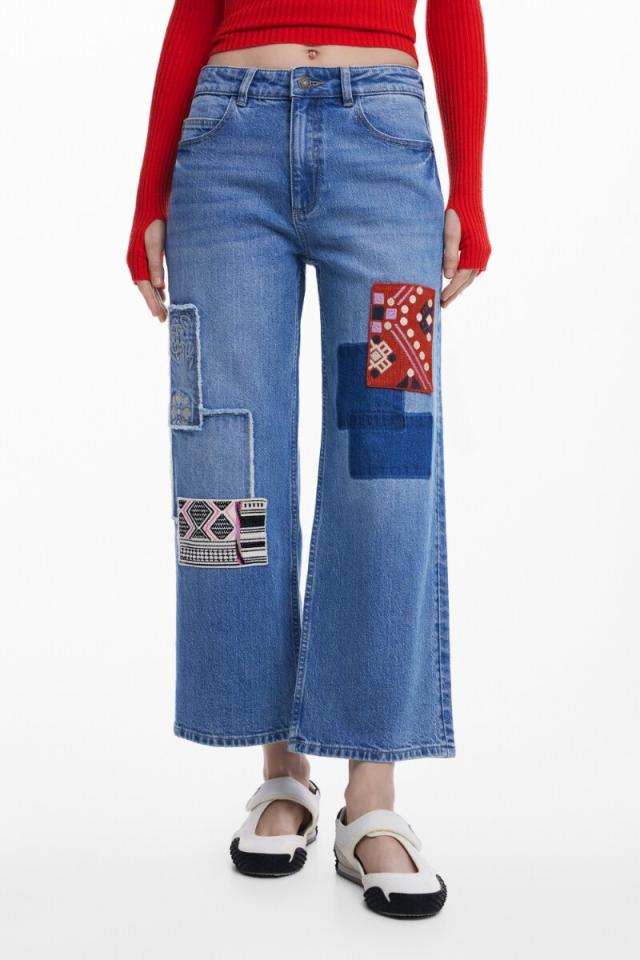 Desigual パッチワークデニムパンツ パッチワークデザインのデニムパンツ 24WWDD97