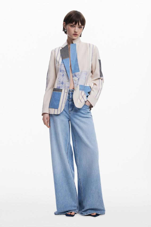 Desiqual デシグアル 異素材ミックスコート パッチワークM 中古・古着通販】Desigual (デシグアル) パッチワークコート