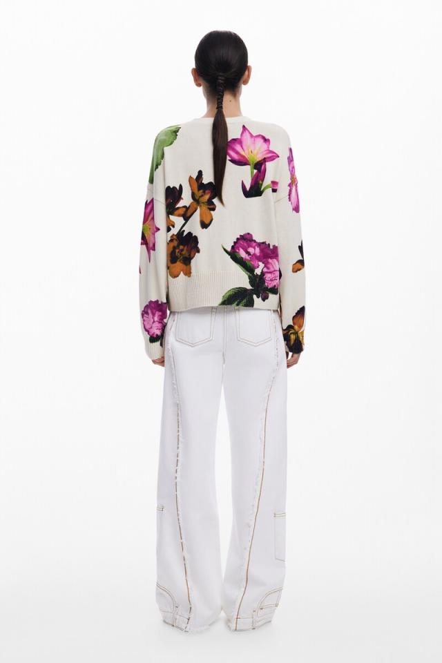 新品未使用 Desigual デシグアル 花柄 ニットカーディガン デシグアル Desigual 花柄カーディガン （ホワイト） -靴