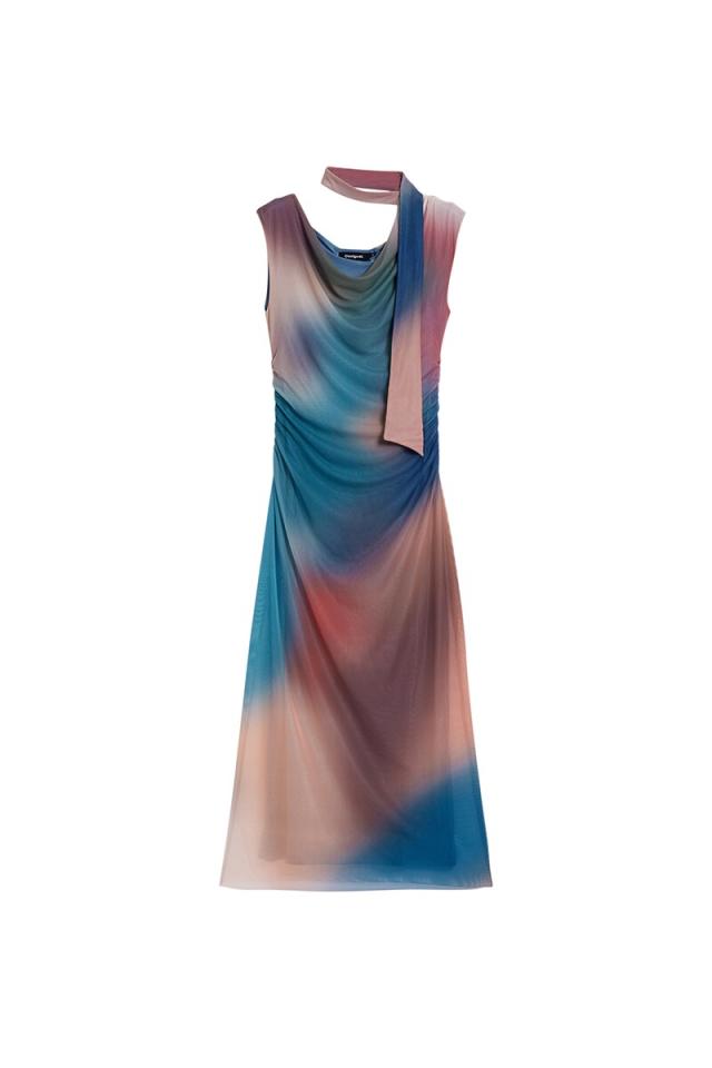 デシグアル（Desigual）/【5サイズ展開/XS/XL/大きいサイズ】オーロラグラデーション ドレープドレス デシグアル（Desigual）/【5サイズ展開/XS/XL/大きいサイズ】オーロラ