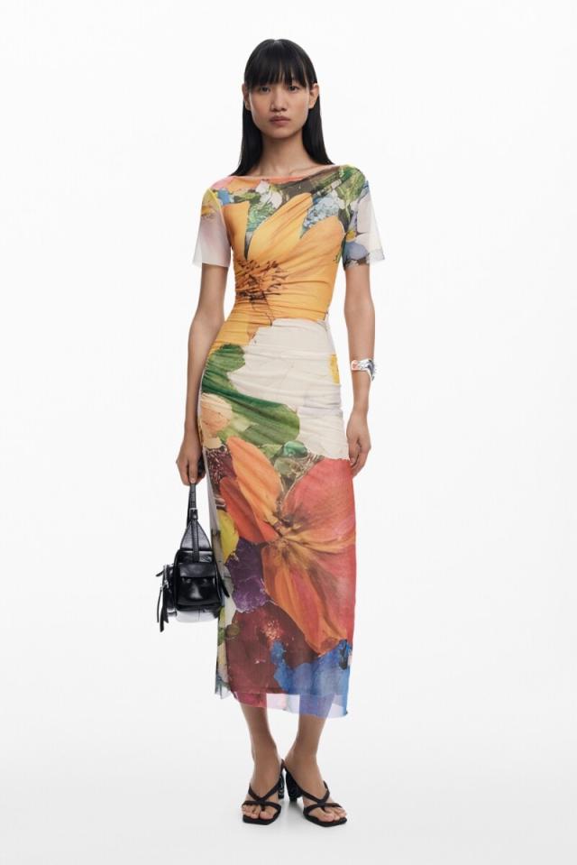 デシグアル（Desigual）/【5サイズ展開/XS/XL/大きいサイズ】フラワープリント チュールワンピース