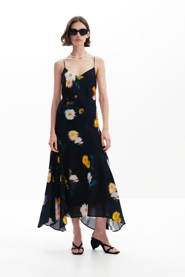 デシグアル（Desigual）/【5サイズ展開/XS/XL/大きいサイズ】フラワー シフォンスリップドレス