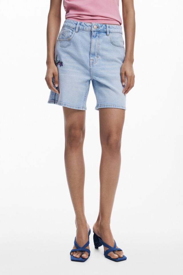 デシグアル（Desigual）/【6サイズ展開/34/44】デニムの花柄バミューダパンツ