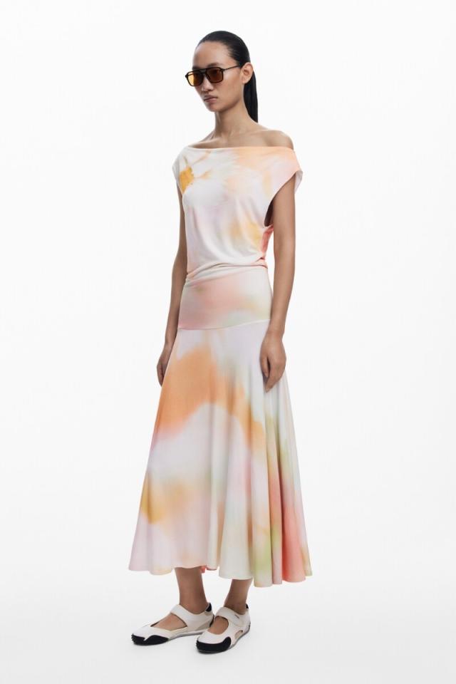 デシグアル（Desigual）/【5サイズ展開/XS/XL】ストレッチ アシンメトリーロングドレス