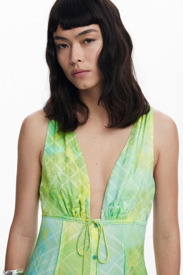 デシグアル（Desigual）/【5サイズ展開/XS/XL】水彩柄ノースリーブロングドレス_3