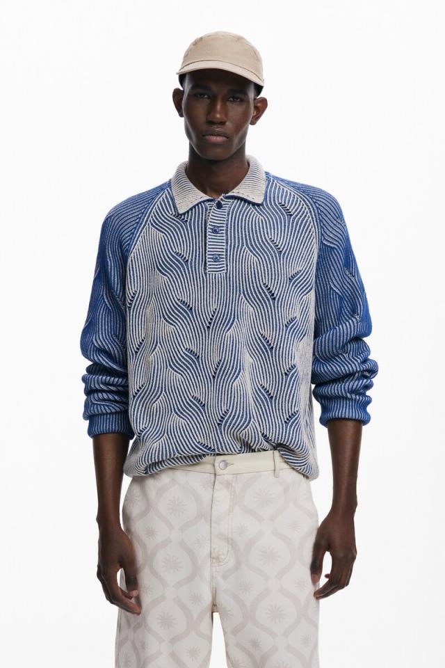 デシグアル（Desigual）/【4サイズ展開/S/XL】杢調のポロセーター