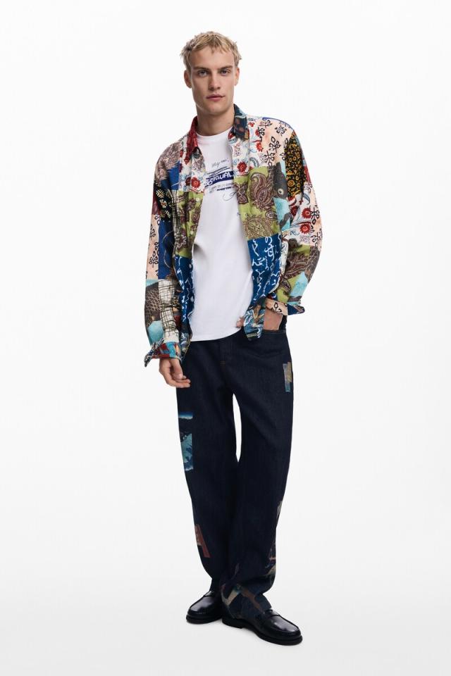デシグアル（Desigual）/【4サイズ展開/S/XL】テキスタイルパッチワークシャツ_1