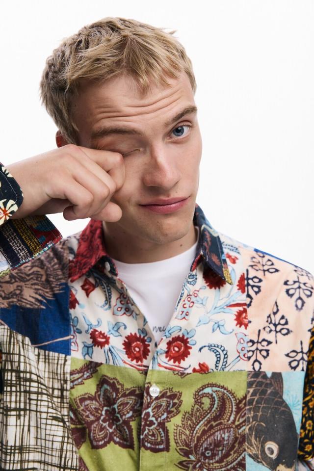 デシグアル（Desigual）/【4サイズ展開/S/XL】テキスタイルパッチワークシャツ_3