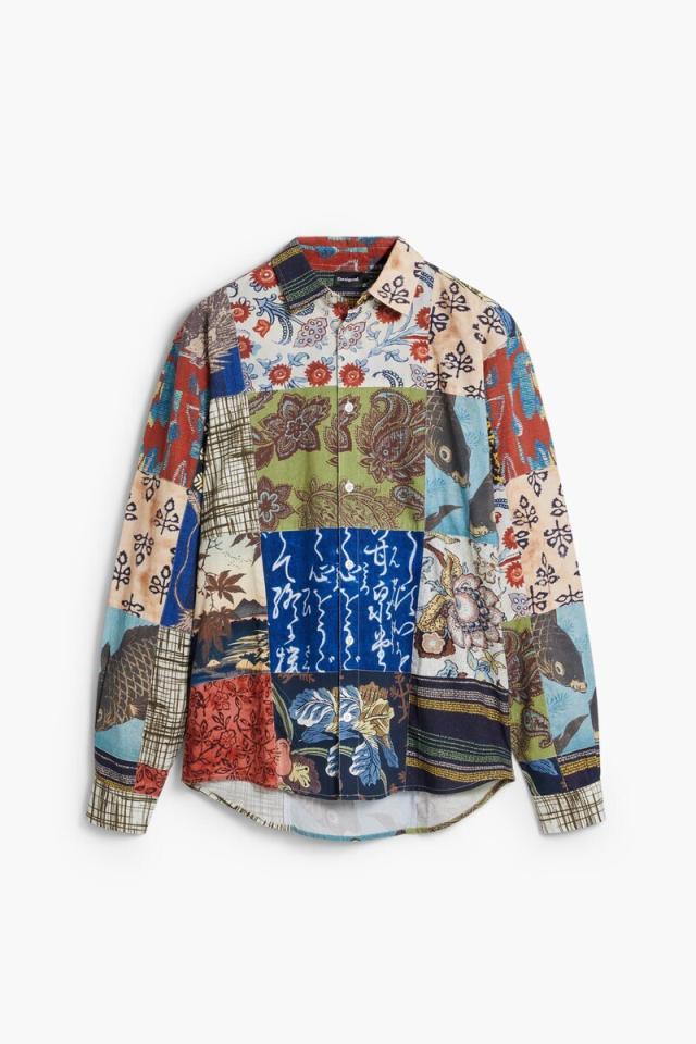 デシグアル（Desigual）/【4サイズ展開/S/XL】テキスタイルパッチワークシャツ_5