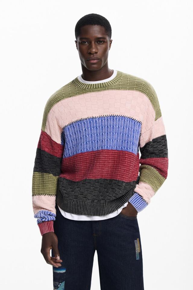 デシグアル（Desigual）/【4サイズ展開/S/XL】カラーボーダーニットセーター