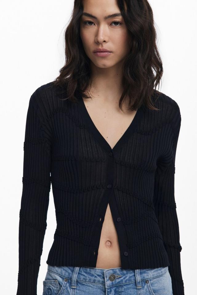 デシグアル（Desigual）/【5サイズ展開】テクスチャ付きフィットカーディガン