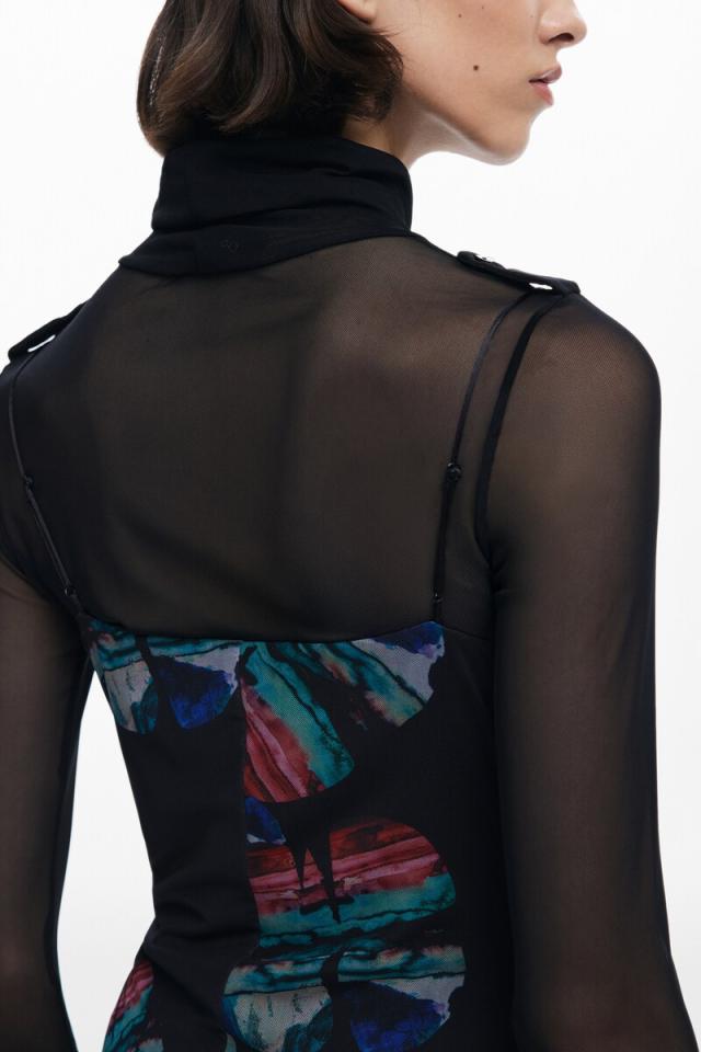 デシグアル（Desigual）/【5サイズ展開/XS/XL】2 in 1ミディスリップ