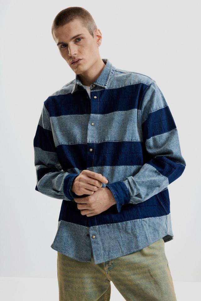 デシグアル（Desigual）/【4サイズ展開】ボーダー柄デニムシャツ 2026SS