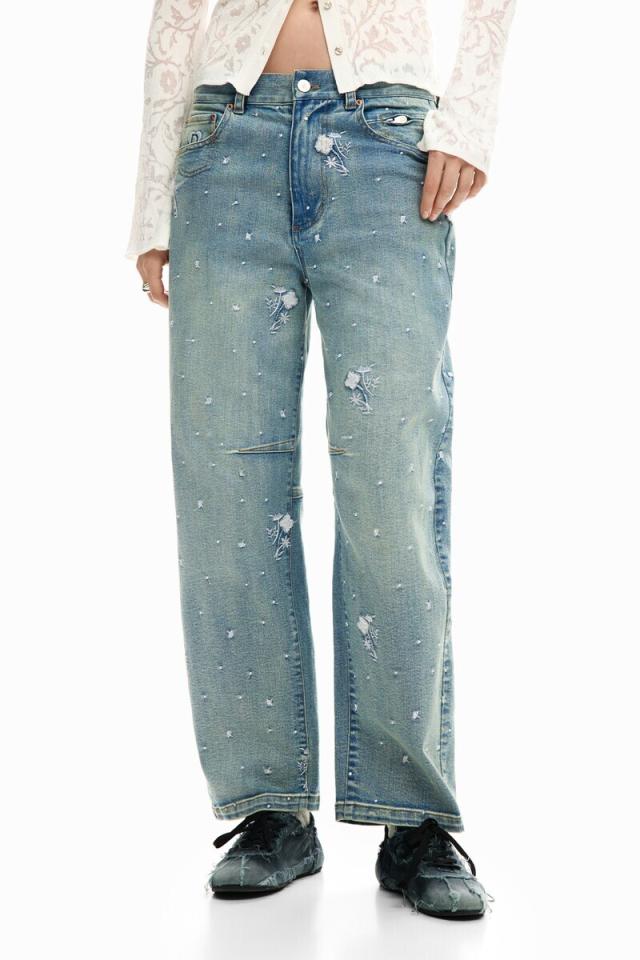 デシグアル（Desigual）/【6サイズ展開】ミニフラワー刺繍デニムパンツ 2026SS