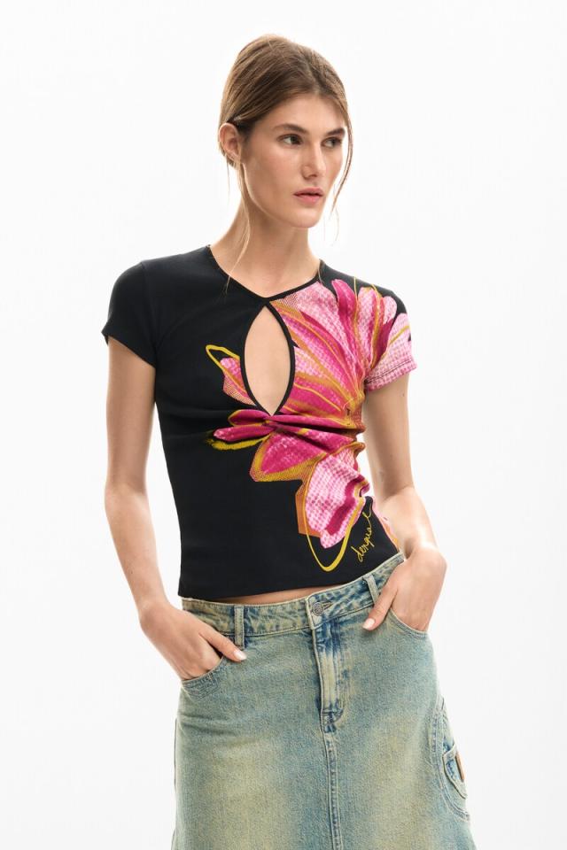 デシグアル(Desigual)/【5サイズ展開】花柄スリット付きTシャツ 2026SS