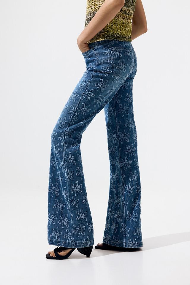 デシグアル（Desigual）/【6サイズ展開】フラワーステッチ フレアデニムパンツ 2026SS 新作_3