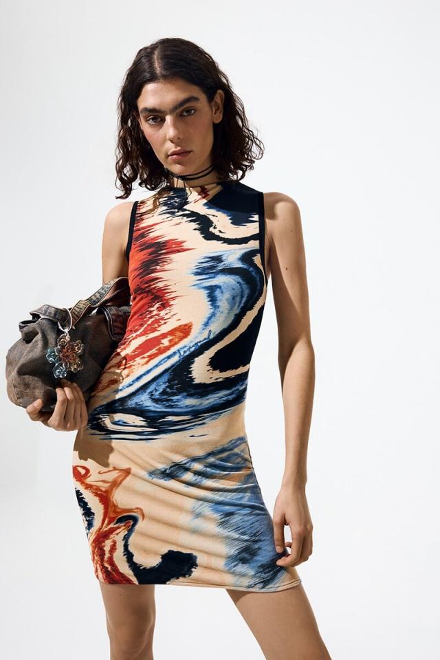 デシグアル（Desigual）/【5サイズ展開】抽象プリントノースリーブミニドレス 2026SS 新作