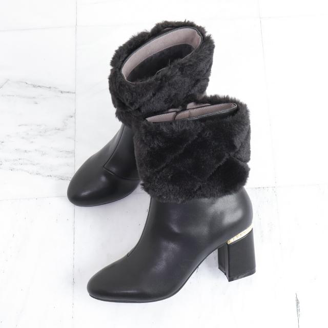 アルテミス by ダイアナ（artemis by DIANA）/2WAY　ファー付きパールヒールショートブーツ《雑誌掲載商品》