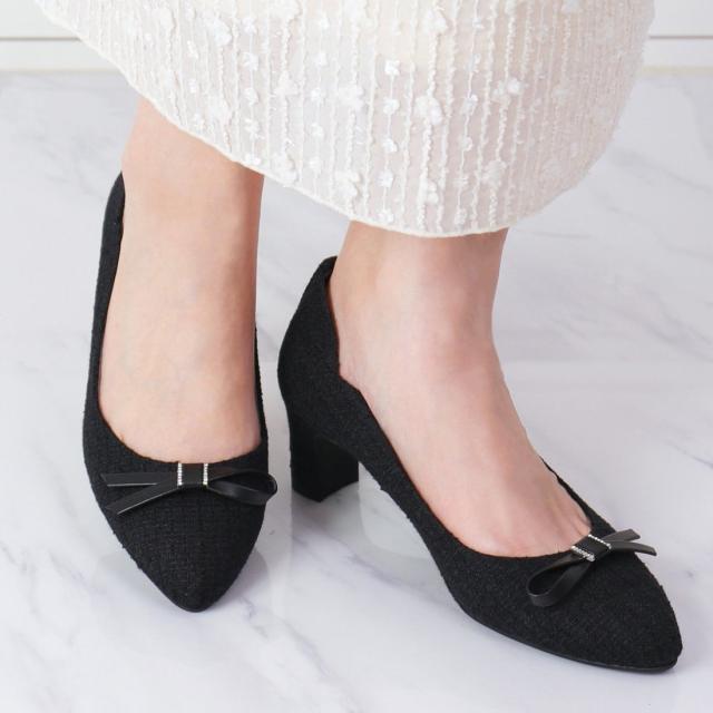 アルテミス by ダイアナ（artemis by DIANA）/リボンモチーフ　ミックスツイードパンプス