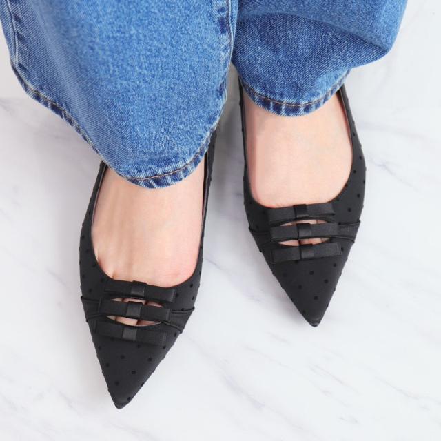 アルテミス by ダイアナ（artemis by DIANA）/プチリボン　ドット柄フラットシューズ