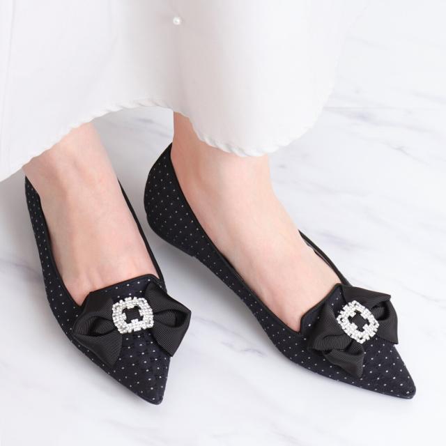 アルテミス by ダイアナ（artemis by DIANA）/ビジューリボン　オペラカットフラットシューズ