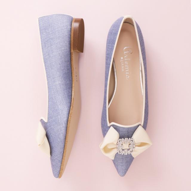 artemis by DIANA つま先グリッターリボンフラットシューズ25cm artemis by DIANA つま先グリッターリボンフラットシューズ25cm