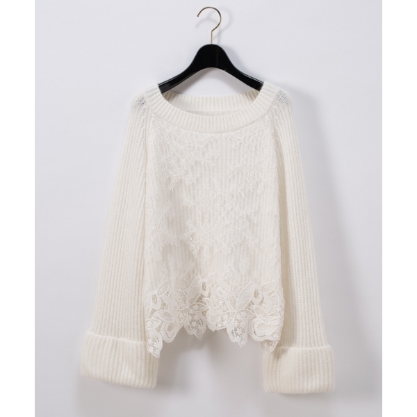 グレースコンチネンタル/袖フレアレース畦ニットトップの通販はau PAY