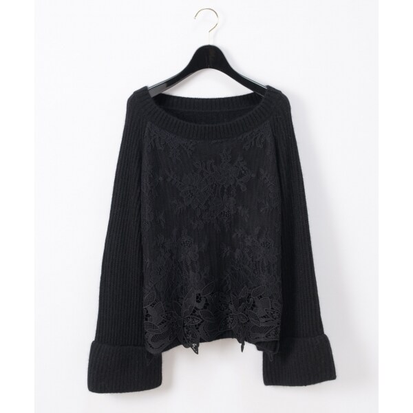 美品★グレースコンチネンタル★袖フレアレース畦ニットトップス GRACE CONTINENTAL - 美品♡ diagram 袖フレアレース畦ニット