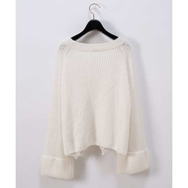 美品★グレースコンチネンタル★袖フレアレース畦ニットトップス GRACE CONTINENTAL - 美品♡ diagram 袖フレアレース畦ニット