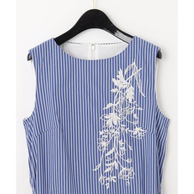 大得価，限定SALE グレースコンチネンタル/ストライプ刺繍ロングワンピース