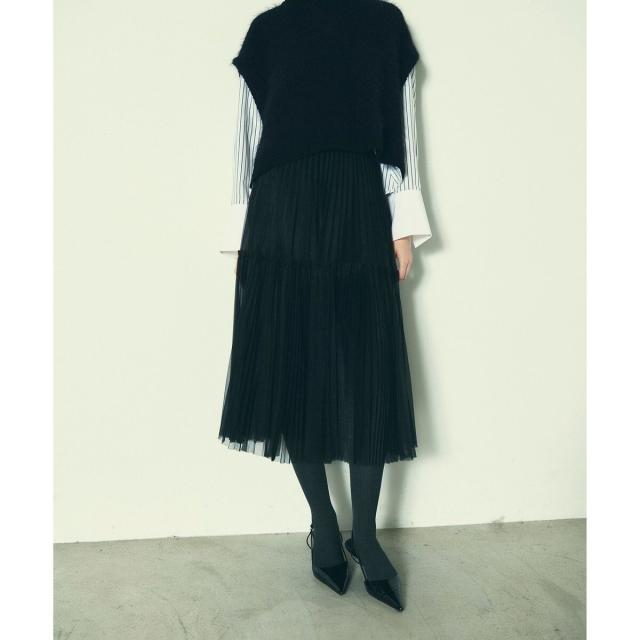 GRACE CONTINENTAL」 プリーツスカート 36 ブラック レディース