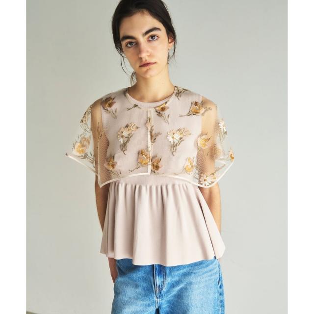 グレースコンチネンタル（GRACE CONTINENTAL）/刺繍ケープニットトップ