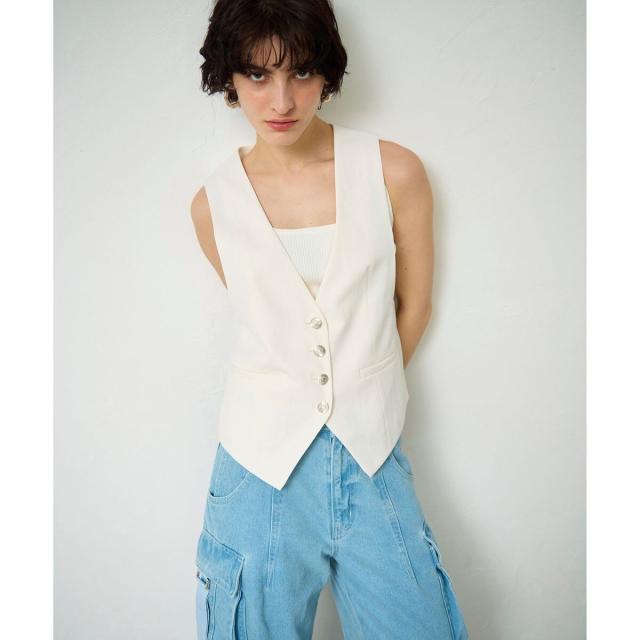 グレースコンチネンタル（GRACE CONTINENTAL）/リネン混ツイルジレ