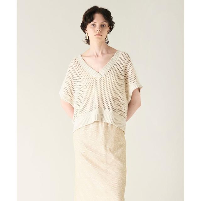 グレースコンチネンタル（GRACE CONTINENTAL）/メッシュVネックニットトップ