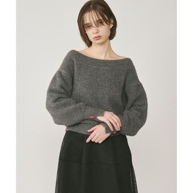 グレースコンチネンタル フローラルラメニットトップ スカート