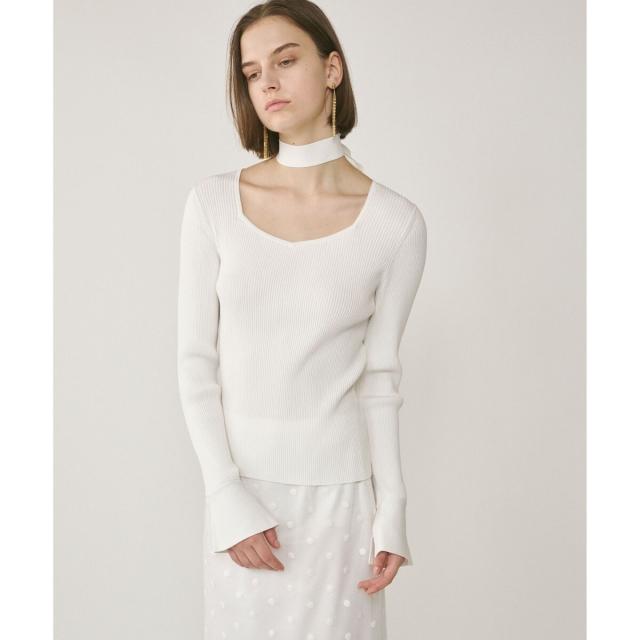 グレースコンチネンタル（GRACE CONTINENTAL）/ボウタイリブニットトップ